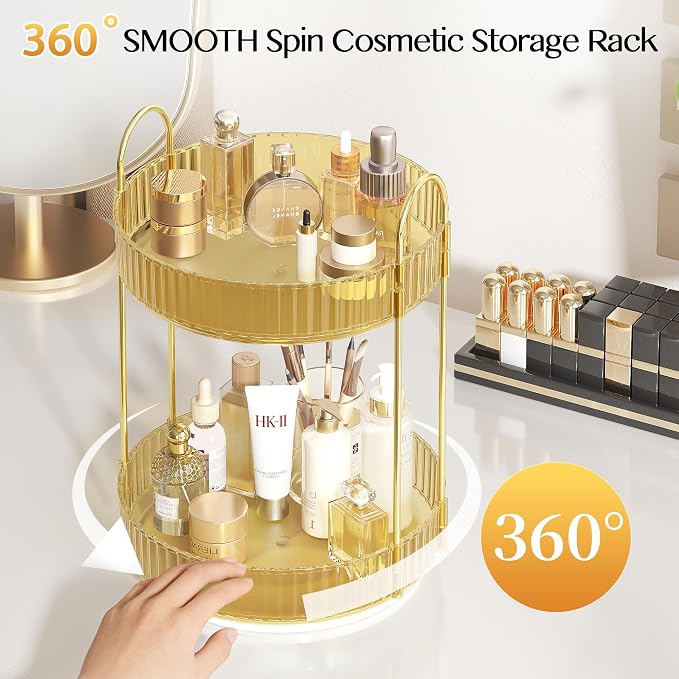 Rotating Makeup Organizer Countertop, Skincare Organizers, Spinning Perfume - Image 4