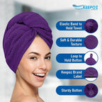 KEEPOZ Hair Towel Wrap Quick Dry 100% Cotton Super Absorbent Turban Head Wrap - Image 4