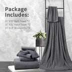 8 Piece Bathroom Towel Set Dark Gray |2 Oversized Large Bath Towels Sheet - Image 7