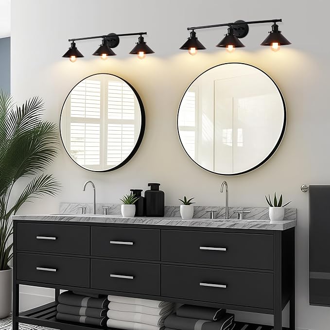 32" Upgrade Black Bathroom Light Fixture, 3-Light Vanity Lights - Image 9