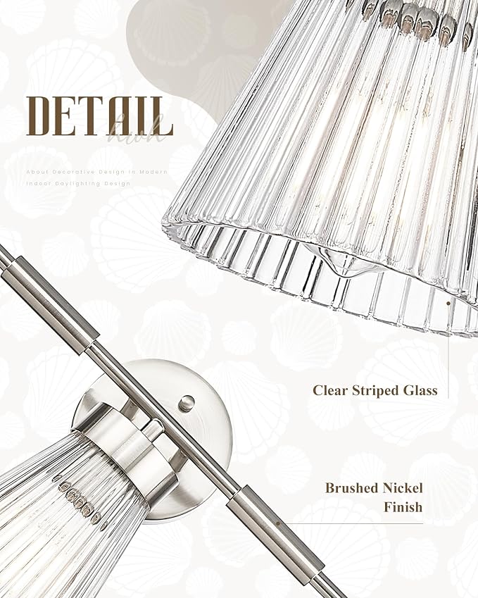 Brushed Nickel Bathroom Vanity Light, HWH 5-Light Bathroom Light Fixtures - Image 3