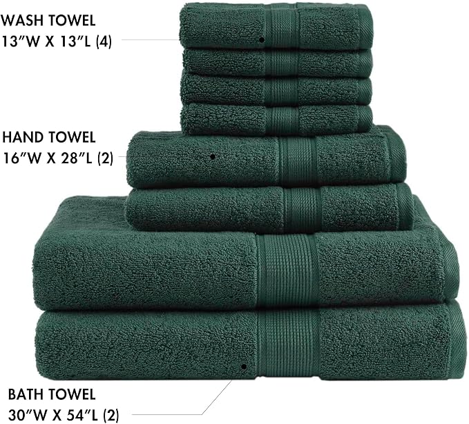 Madison Park 800GSM Bathroom Towel Set of 8 100% Cotton Bath Towel Set - Image 4