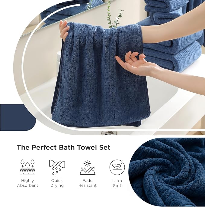 Hailea 18 Piece Family Bath Towel Set Include 6 Bath Towels, 6 Hand Towels and - Image 6