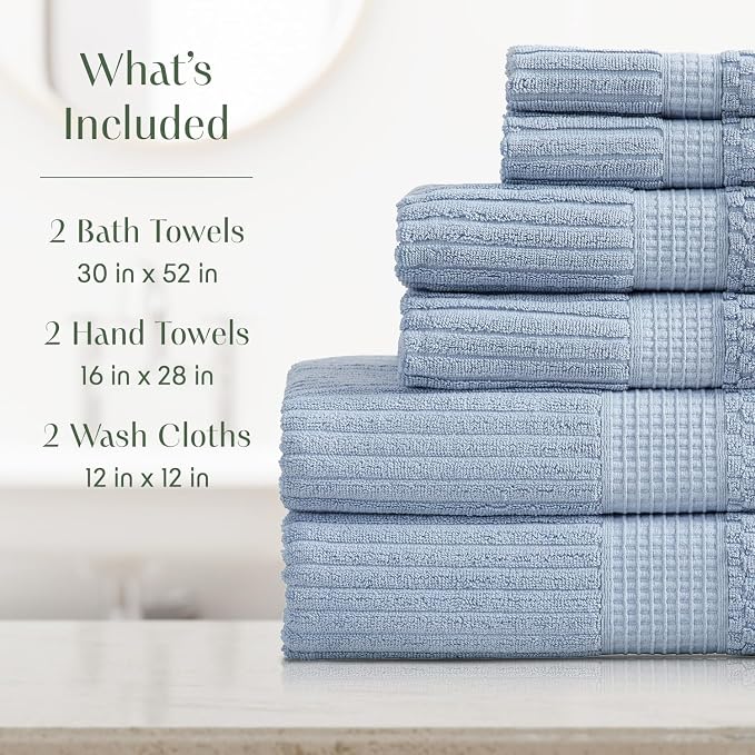 Springtree Home 100% Cotton Bath Towel Set | 6 Piece Set | Absorbent & - Image 2