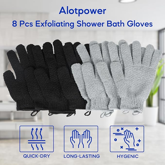 Exfoliating Gloves for Big Hands 8Pack- Lengthened and Large Double-Sided - Image 6