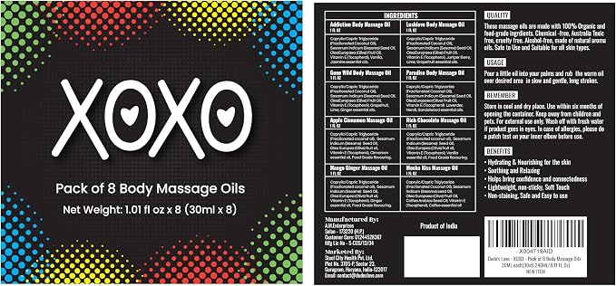 XOXO - 8 Piece Flavoured Body Massage Oils Set - Natural Pleasant Aroma - Image 6