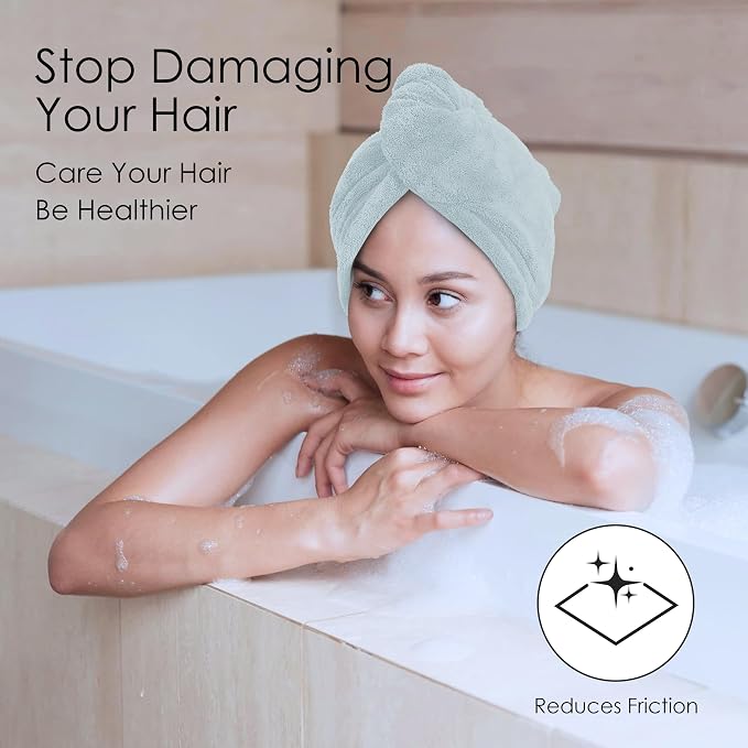TENSTARS 5 Pack Thicken Microfiber Hair Towel Wrap - Image 3