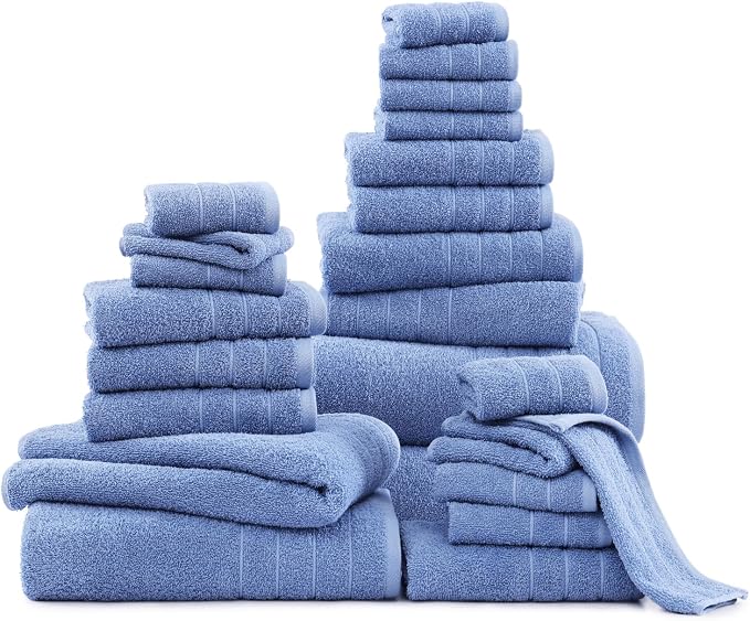 Casa Platino 100% Cotton Bathroom Towels Set – 24 Pc Family Pack – Soft & - Image 2