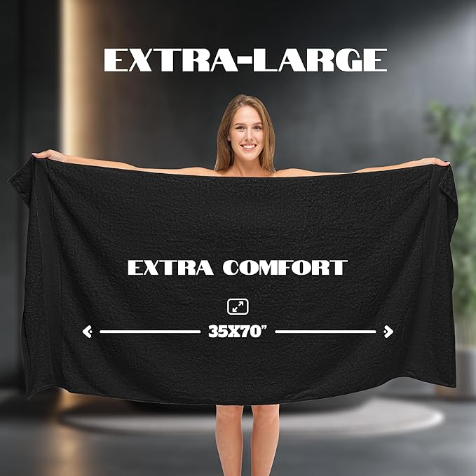 White Classic Luxury Soft Black Bath Sheet Towels - Image 4