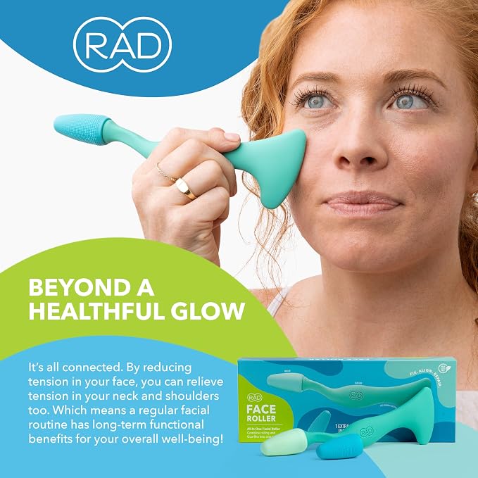 RAD 2-in-1 Face Roller – Textured and Smooth Silicone Roller Head Options - Image 5