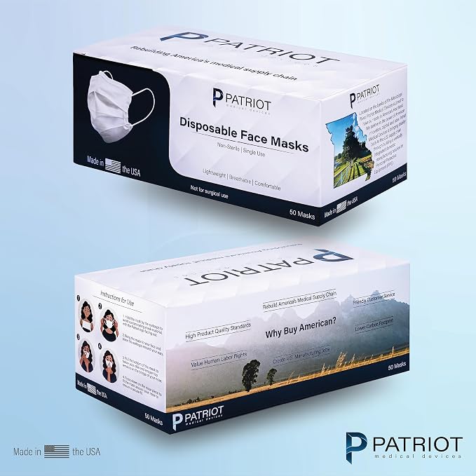 Patriot Medical Devices Disposable Face Mask | Made in the USA Soft, - Image 3