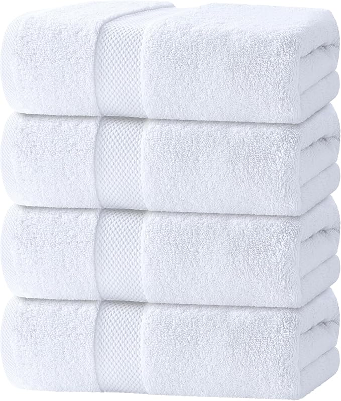 White Classic Luxury Bath Towels Set of 4 Large by WhiteClassic