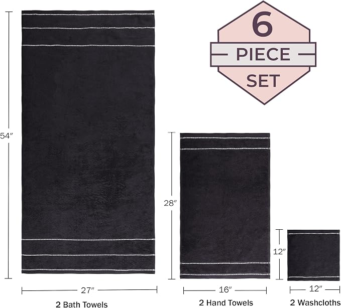Lavish Home 6 Piece Bathroom Towels Set - Image 3