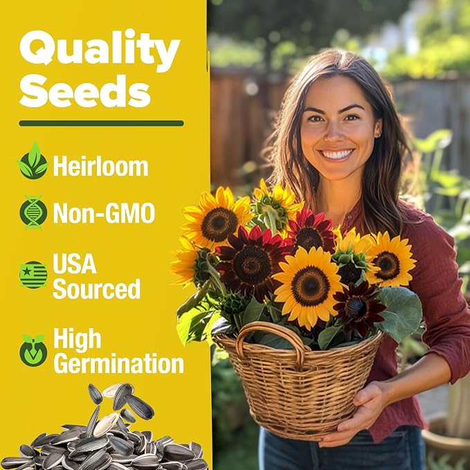 HOME GROWN Sunflower Seeds for Planting | 8 Varieties |1000+ Non-GMO Sun Flower - Image 3