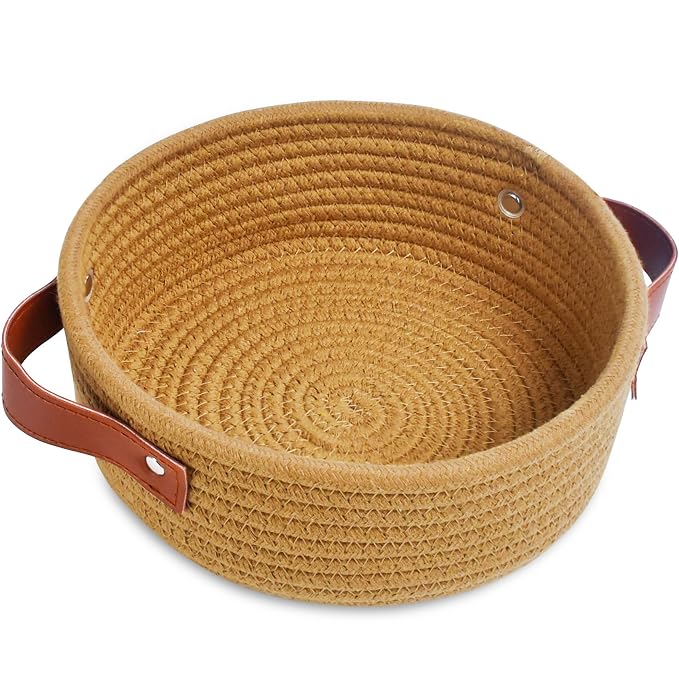 ABenkle Small Storage Basket, Mini Cotton Rope Storage Bin, Cute Tiny Shelf by ABenkle