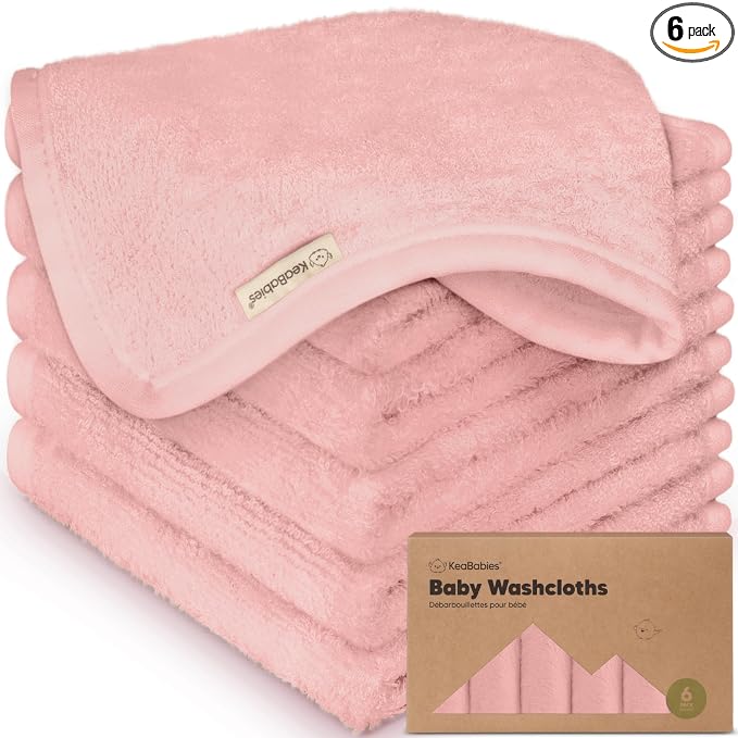 6-Pack Baby Washcloths – Soft Absorbent Viscose from Bamboo Washcloths by KeaBabies