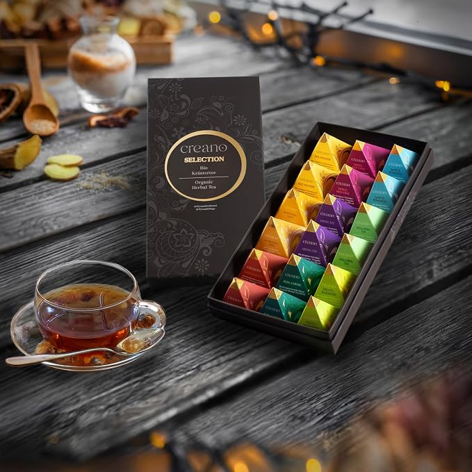 Creano Organic Herbal Tea Gift Set "Organic Herbal Tea" – 18 Pyramid Tea Bags - Image 4