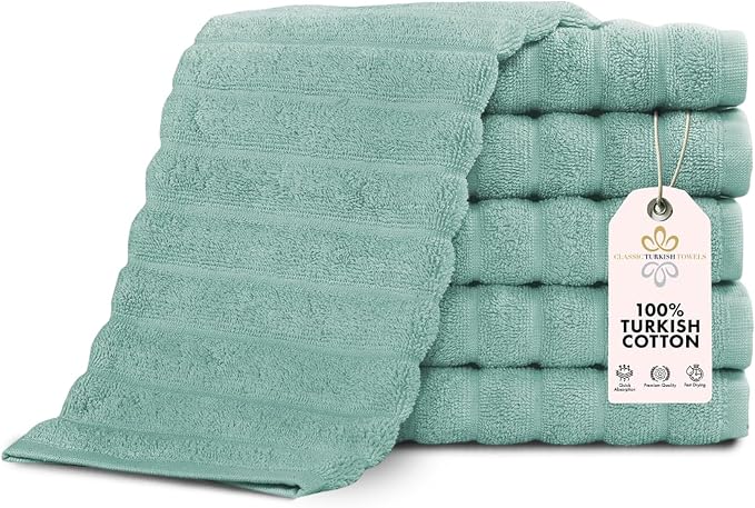 Classic Turkish Towels CTT Luxurious 100% Turkish Cotton Washcloths 6 Pack by ClassicTurkishTowels
