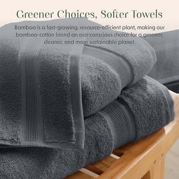 Springtree Home Luxury Viscose from Bamboo Bath Towel Set of 4 | 35% Viscose - Image 7