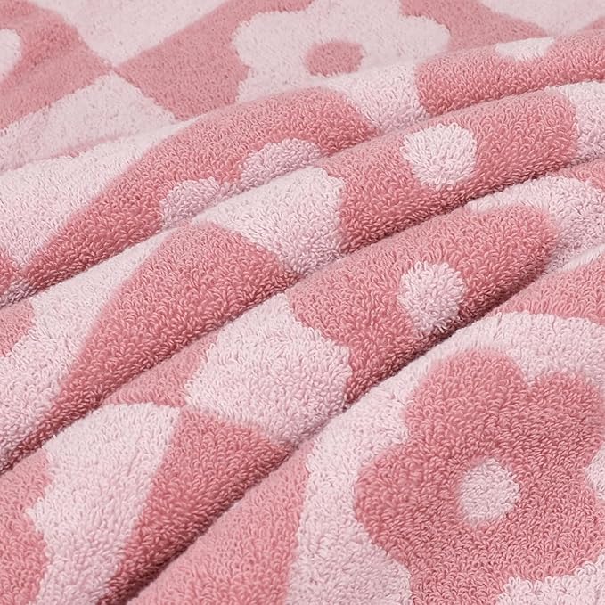 Jacquotha 2-Pieces Luxury Bath Towels Checkered Floral, Bathroom Decor & Pool - Image 5