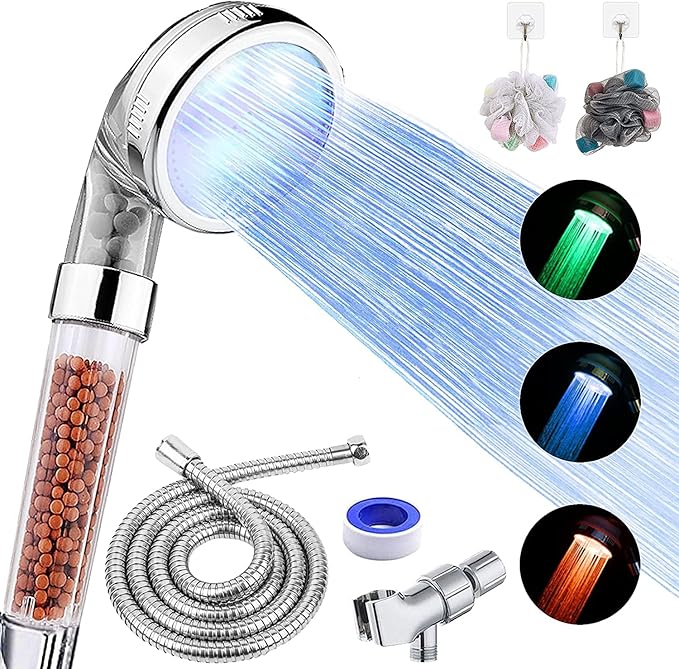 FASTRAS LED Shower Head with Handheld, High Pressure Shower Head with Hose by FASTRAS