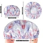 4 PCS Shower Caps for Women, Printing Bath Caps, Double Layers Shower Cap - Image 4