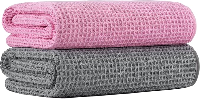 MICROFI New Microfiber Waffle Bath Towels, 2 Pieces, Fast Drying, Lint Free 430 by Unknown
