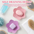 2 Pcs Lotus Shape Shower Steamer Tray, Silicone Soap Holder Non-Slip, Flower - Image 5