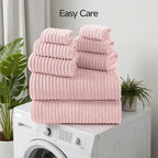 REDKISS Pink Microfiber Bath Towels Set 8 Piece - Image 8