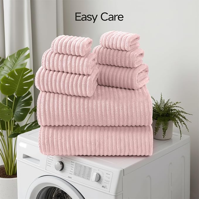 REDKISS Pink Microfiber Bath Towels Set 8 Piece - Image 8