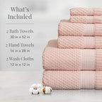NY Loft 100% Cotton 6 Piece Bath Towel Set | Pink Towels | Soft & Absorbent - Image 2