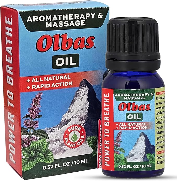 Olbas Massage and Aromatherapy Oil, 0.32 Fl Oz, Body Massage Oil, Swiss Herbal by Olbas