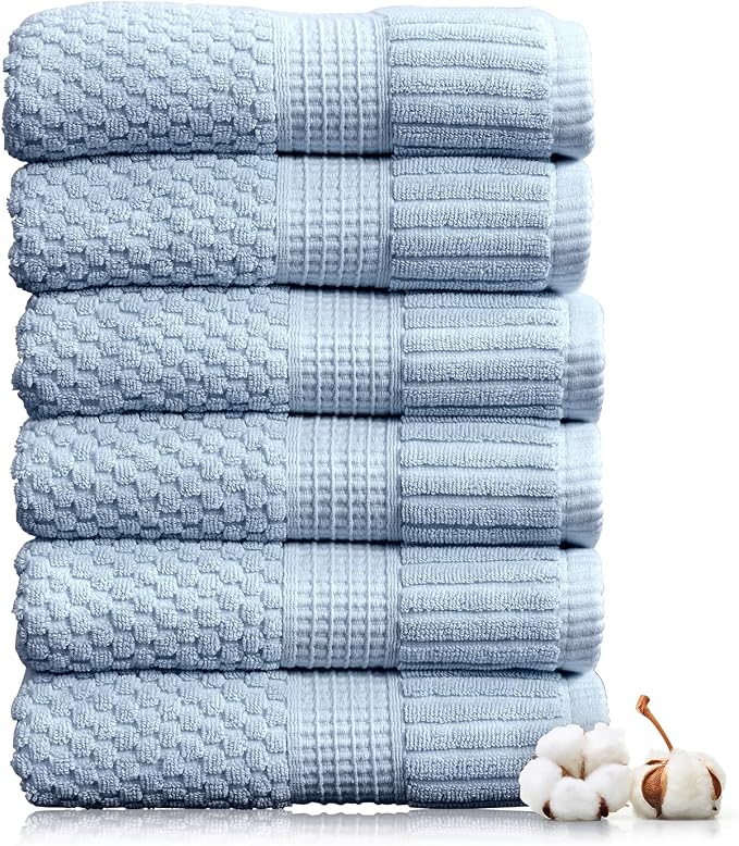 NY Loft 100% Cotton Hand Towel 6 Pack | Super Soft & Absorbent Quick-Dry Hand by NYLoft