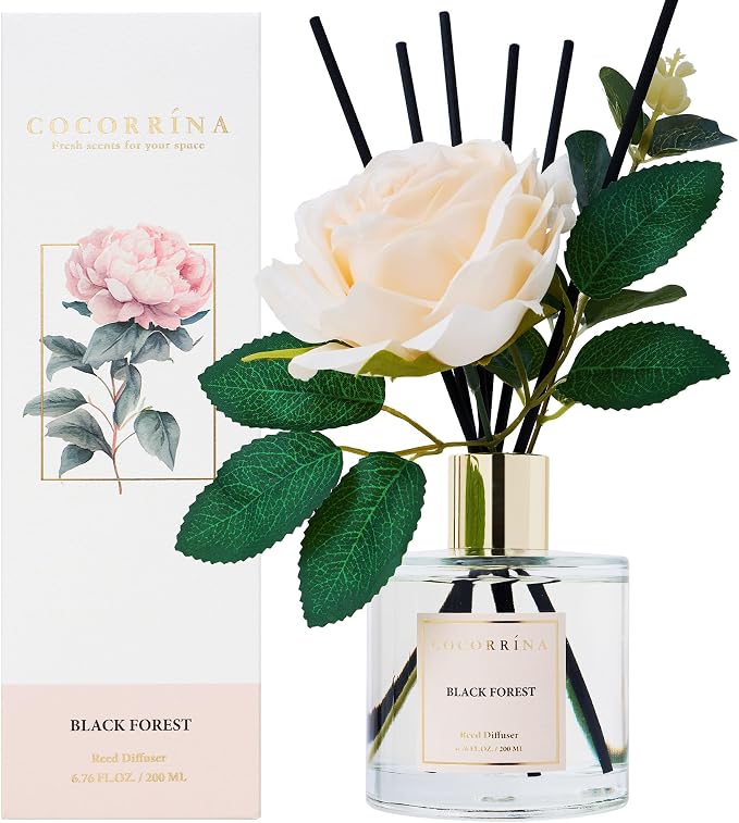 Cocorrina Reed Diffuser Set, Flower Reed Diffuser Black Forest 6.7 oz, Scented - Image 2