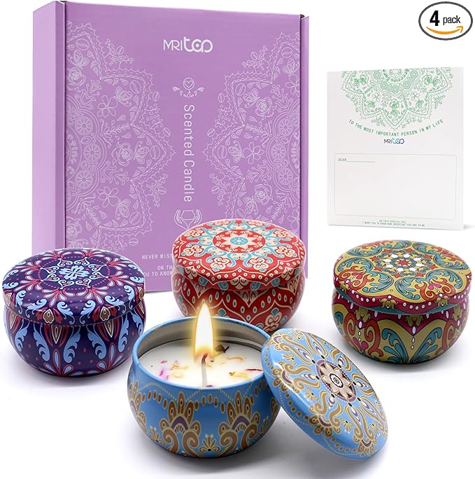 Scented Candles Gift Set for Women 4 Pack Soy Wax Candles by MRLTOP