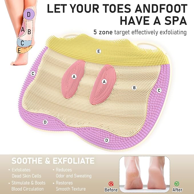 XL Shower Foot Scrubber Mat, Silicone Feet Massage Scrubber in Shower Clean - Image 4