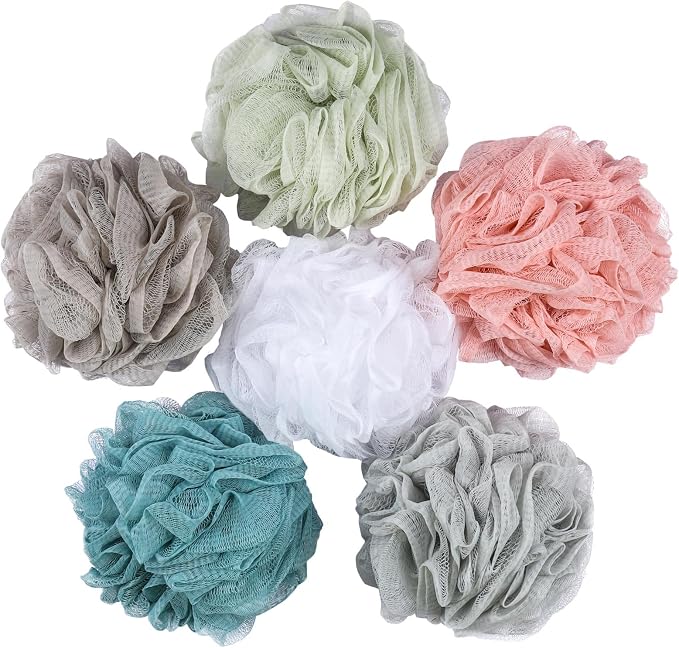 BTYMS 6 Pcs Shower Pouf 60g Bath Loofah Shower Sponge Loofahs Exfoliating Mesh by BTYMS