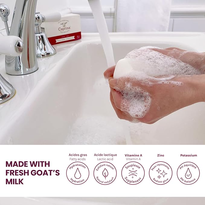 Caprina Fresh Goat’s Milk Bar Soap ORIGINAL 3.2 oz each, Classic Clean Scent - Image 2