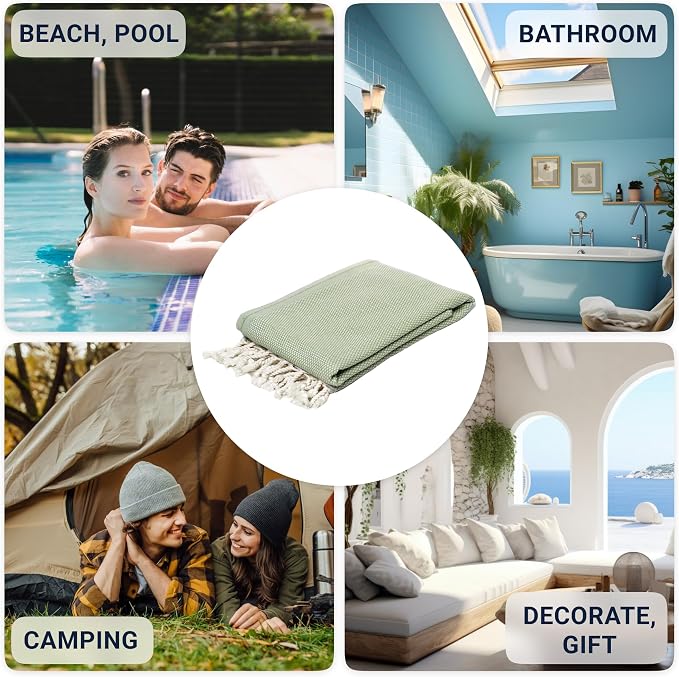 ATANI 69x35 in Oversized Turkish Beach Towel Set - Image 7