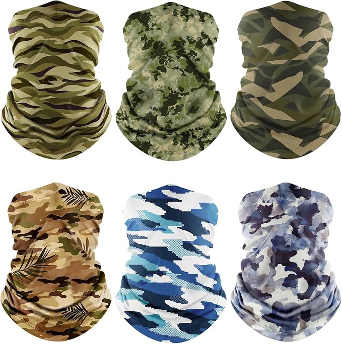 Fuinloth Neck Gaiter, 6 Pack Cooling UV Protection Bandana Face Mask Gator Scarf by fuinloth