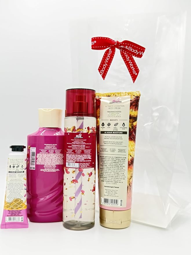 Bath & Body Works Milk Raspberry Holiday Pie Bar 4-Piece Gift Set | Includes: - Image 2