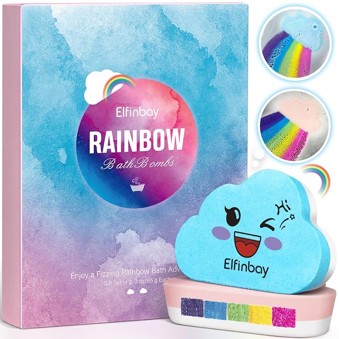 Rainbow Cloud Bath Bomb for Girls, 2 Extra Large Handmade Bath Bombs for Kids by Unknown