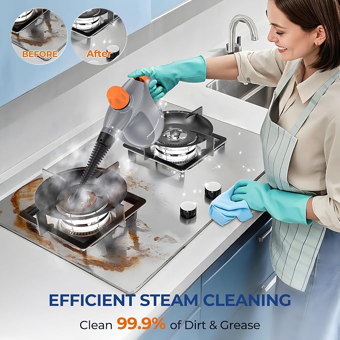 Steam Cleaner, Pressurized Handheld 13pcs Multi-Purpose Natural Deep Cleaning - Image 2
