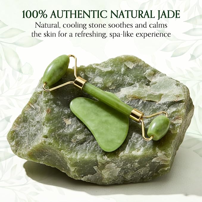 Jade Roller and Gua Sha Set for Face & Body – 4-Piece Authentic Jade Facial - Image 9