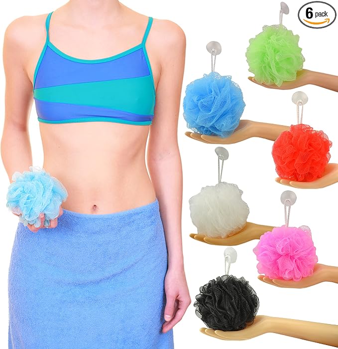 Star Brand Long Lasting Bath Sponge 6 Counts | 60g Heavy Bath Mesh Pouf by STAR