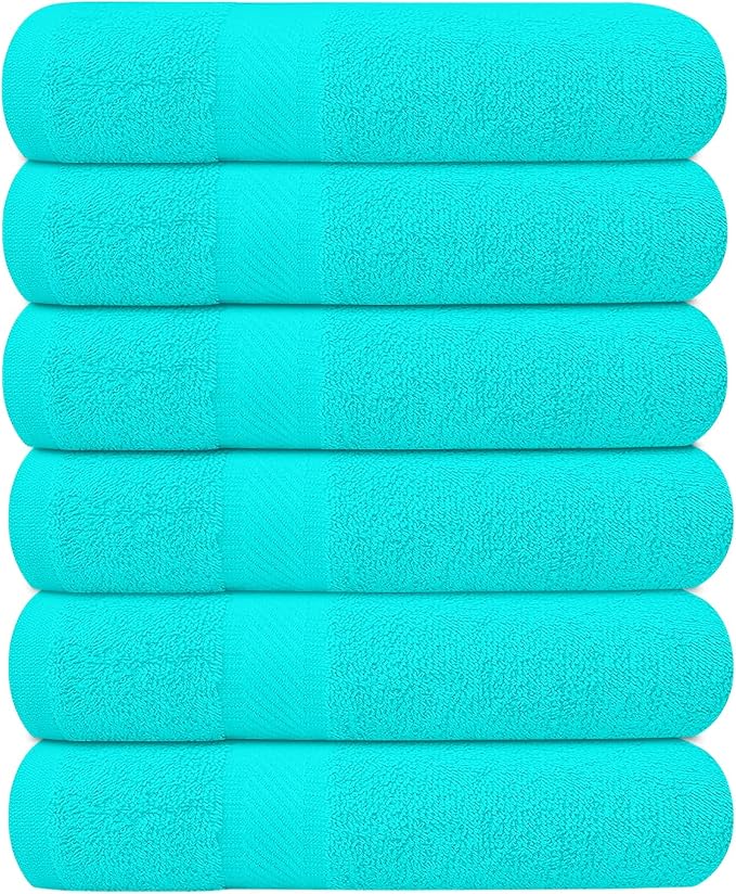 KAHAF COLLECTION 6 Pack Bath Towels Set 100% Ring Spun Cotton, Lightweight by KAHAF+COLLECTION