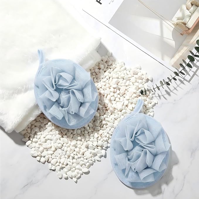 Boao 3 Pcs Bath Shower Pouf Sponge Mesh Pouf Shower Ball Exfoliating Body - Image 3