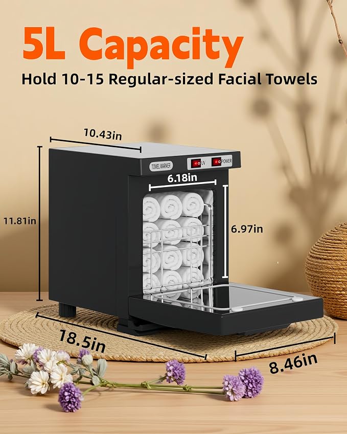 Towel Warmer, Hot Towel Warmers Spa, 5L Mini Towel Warmer, Small Towel Warmer - Image 2