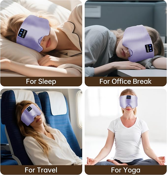 LC-dolida Luxurious Silk Soft Sleep Mask, Sleep Headphones - Image 9