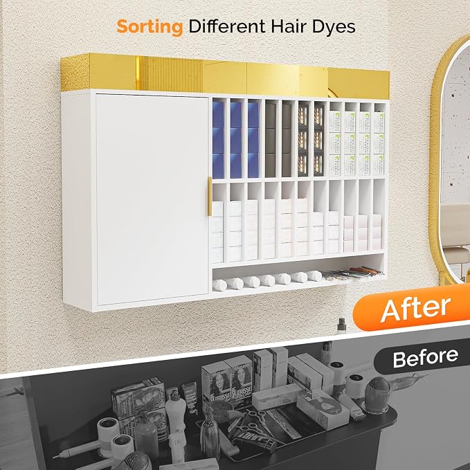 OmySalon Hair Color Organizer Rack, Professional Wall Mounted Salon Station - Image 4
